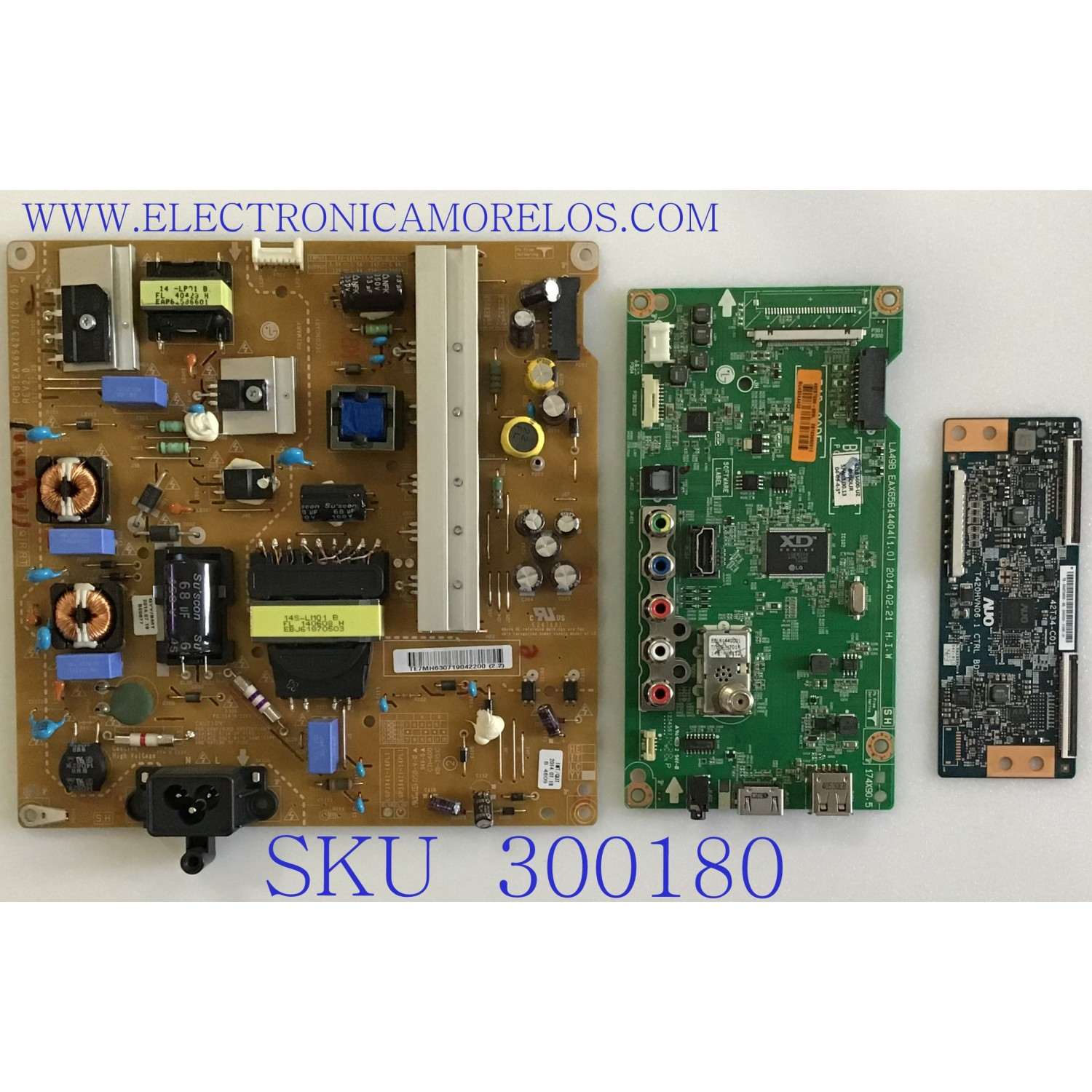 KIT DE TARJETAS PARA TV LG / MAIN EBT63092612 / EAX65614404(1.0) / FUENTE EAY63071904 / EAX65423701(2.0) / T-CON 5542T34C06 / T420HVN06.1 / PANEL T420HVF07.1 / MODELO 42LN5600-UZ.BUSDLJR